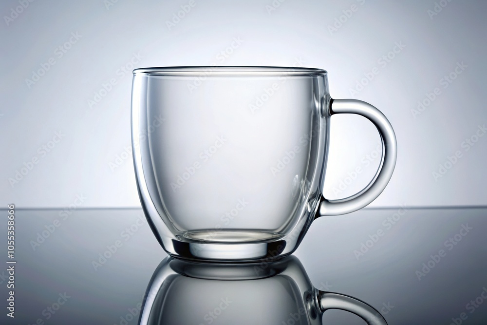 Modern clear glass coffee mug with a minimalist handle and a rounded body shape, modern, coffee mug, handle, minimalist, kitchenware Modern clear glass coffee mug with a minimalist handle and a rounded body shape, modern, coffee mug, handle, minimalist, kitchenware