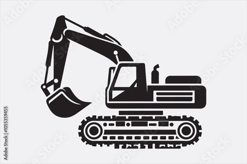 a black silhouette of an excavator