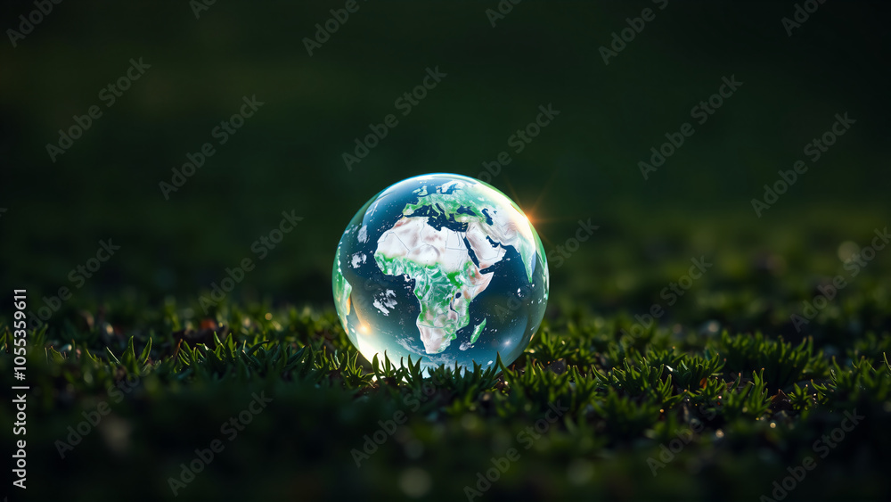 A crystal-clear globe resting under natural sunlight showcasing Earth’s vibrant continents and oceans A crystal-clear globe resting under natural sunlight showcasing Earth’s vibrant continents and oceans