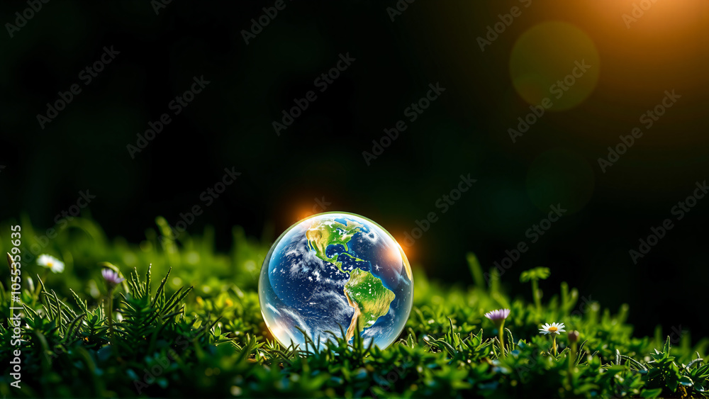 A crystal-clear globe resting under natural sunlight showcasing Earth’s vibrant continents and oceans A crystal-clear globe resting under natural sunlight showcasing Earth’s vibrant continents and oceans