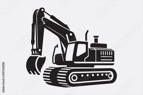 a black silhouette of an excavator