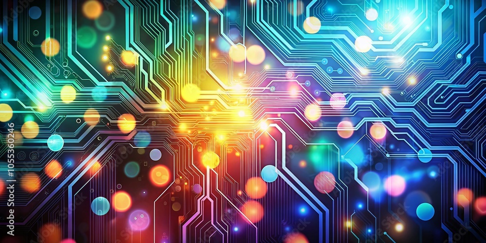 Abstract Circuit Board Technology with Bokeh Effect for Electronic Schematics Background Abstract Circuit Board Technology with Bokeh Effect for Electronic Schematics Background
