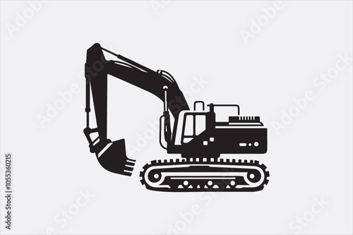 a black silhouette of an excavator