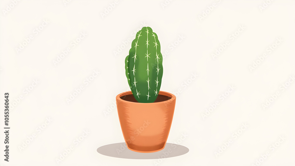 Simple cactus in a pot illustration. Generative AI Simple cactus in a pot illustration. Generative AI