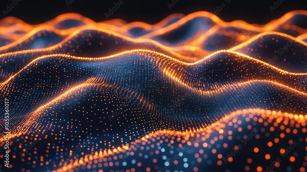 Abstract digital landscape with glowing dots. Perfect for presentations about technology, innovation, or the future. Abstract digital landscape with glowing dots. Perfect for presentations about technology, innovation, or the future.