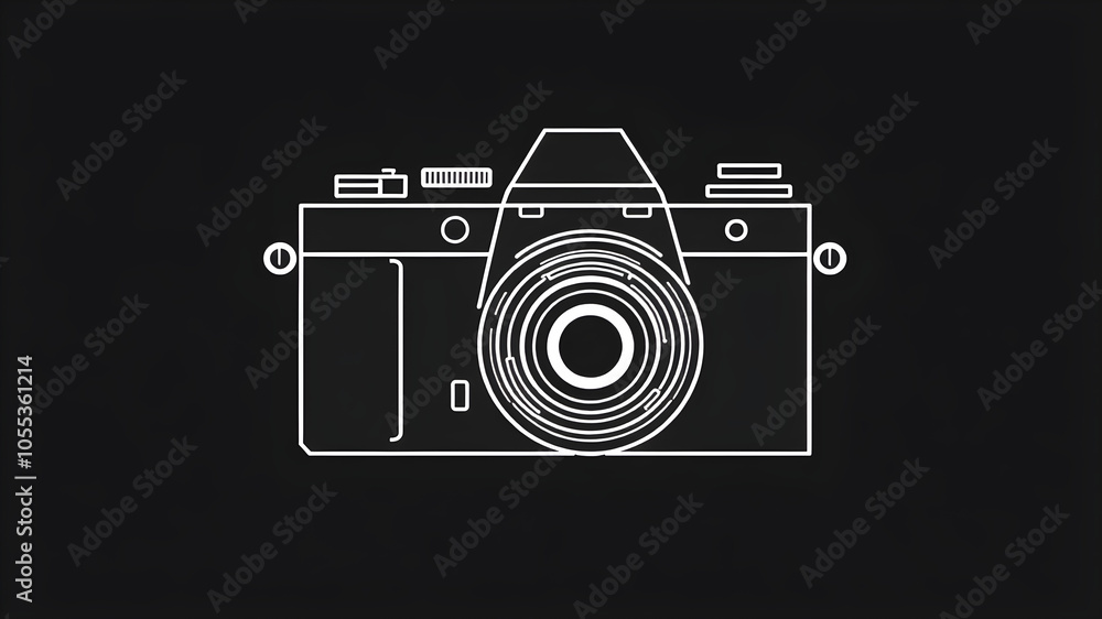 Simple camera outline illustration. Generative AI Simple camera outline illustration. Generative AI