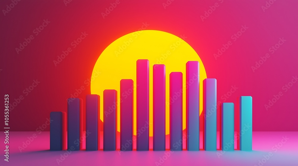 Abstract Financial Growth Bar Graph on Vibrant Background Abstract Financial Growth Bar Graph on Vibrant Background