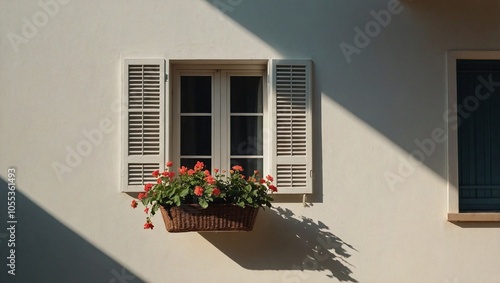 Bright minimalist wall featuring a window