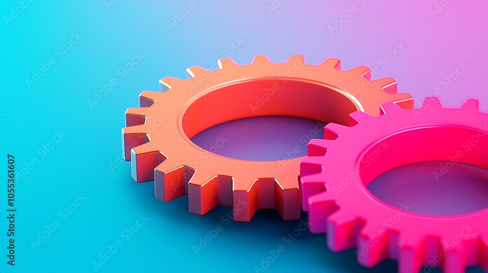 Vibrant Gears Symbolizing Business Progress Vibrant Gears Symbolizing Business Progress