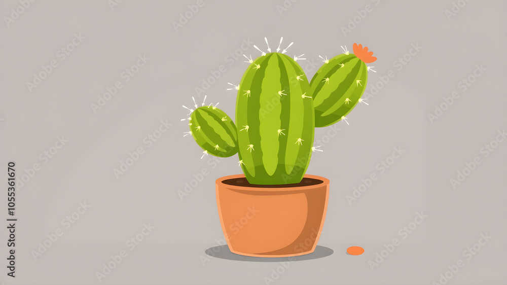 Simple cactus in a pot illustration. Generative AI Simple cactus in a pot illustration. Generative AI