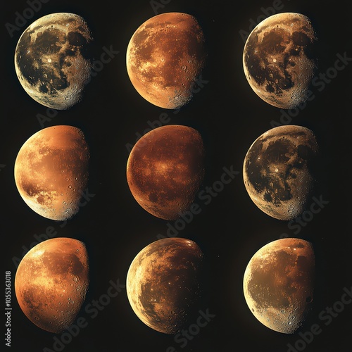 Phases of Venus as seen from Earth, shown in vector detail.