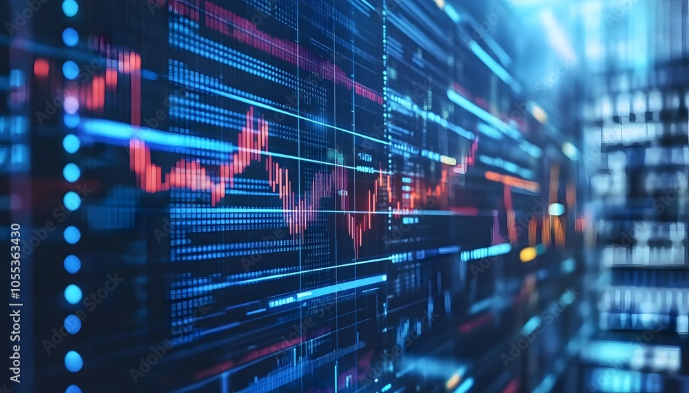 Abstract Data Visualization with Red and Blue Lines on a Dark Background Abstract Data Visualization with Red and Blue Lines on a Dark Background