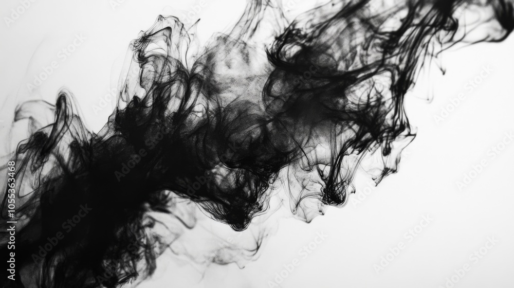 Fototapeta premium A long, black smoke trail that is billowing out of a source