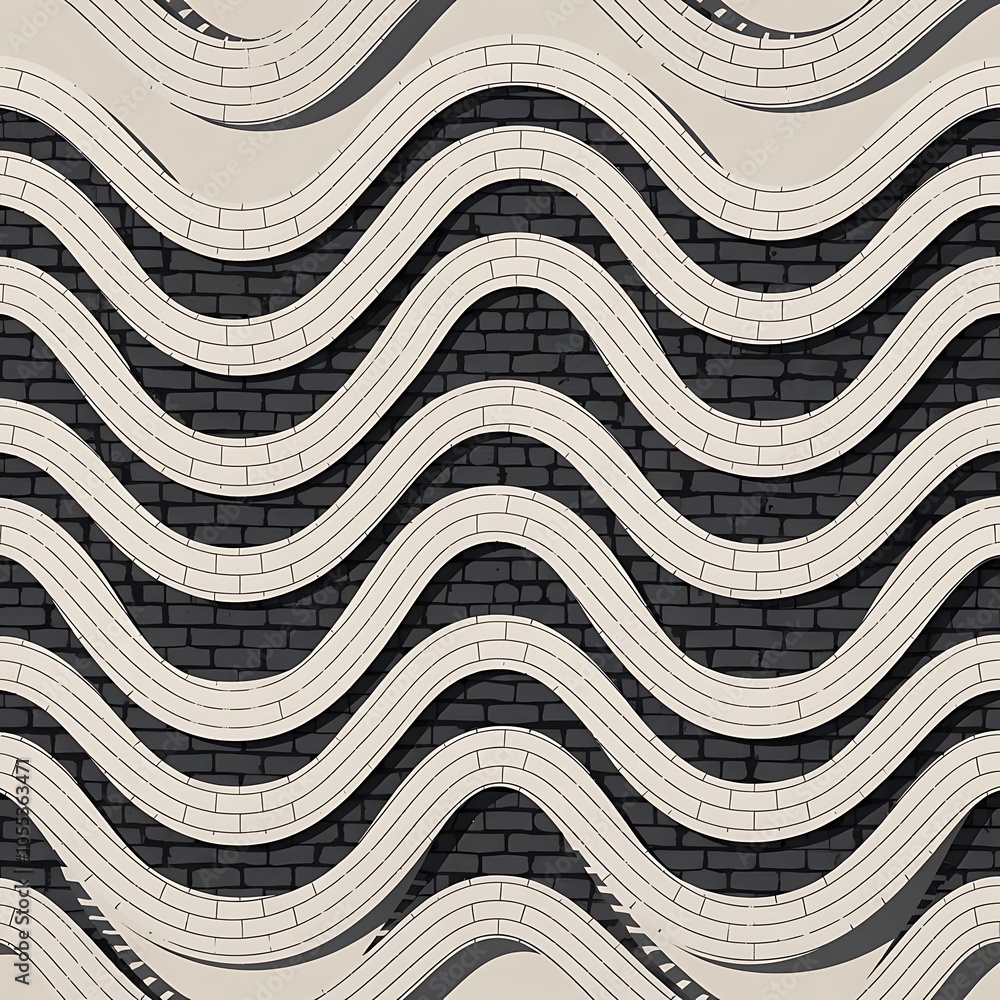 Abstract white and black wave pavement pattern background. Vector file layered for easy manipulation and coloring. Abstract white and black wave pavement pattern background. Vector file layered for easy manipulation and coloring.