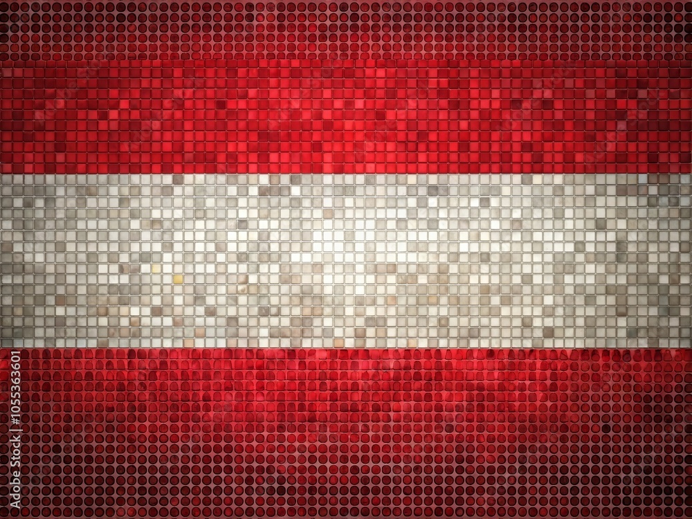 Abstract Mosaic Style Design of the Austrian National Flag with Dynamic Colors and Patterns for Creative Portrait Abstract Mosaic Style Design of the Austrian National Flag with Dynamic Colors and Patterns for Creative Portrait