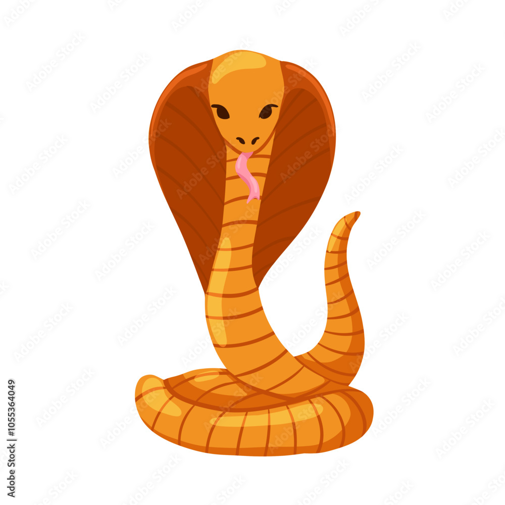 Fototapeta premium Cobra vector art. Orange snake. Cartoon hand drawn icon. Logo design. Vector illustration isolated white background.