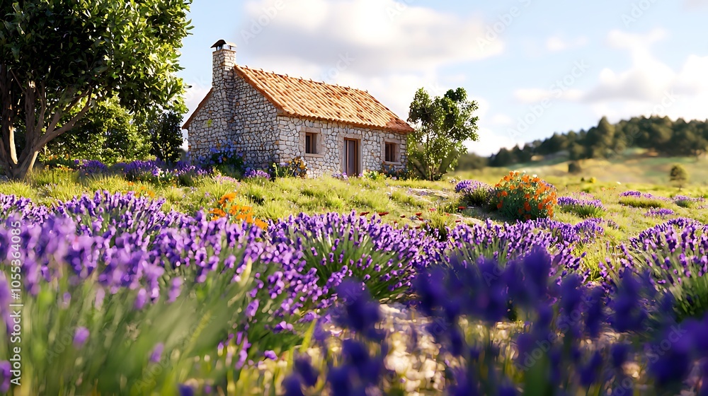 Lavender Fields Stretching in Provence Landscape Lavender Fields Stretching in Provence Landscape