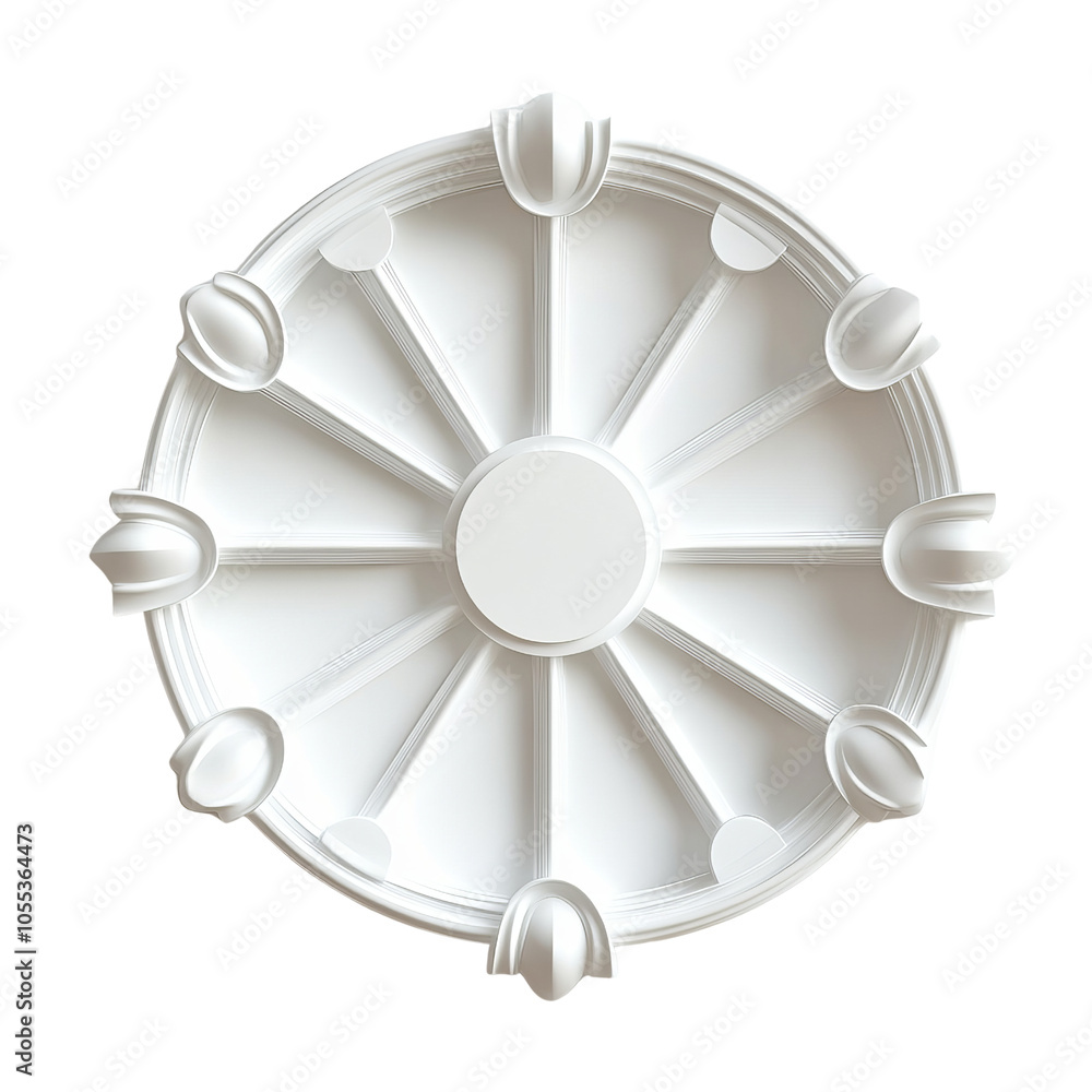 White decorative ceiling medallion on transparent background. White decorative ceiling medallion on transparent background.