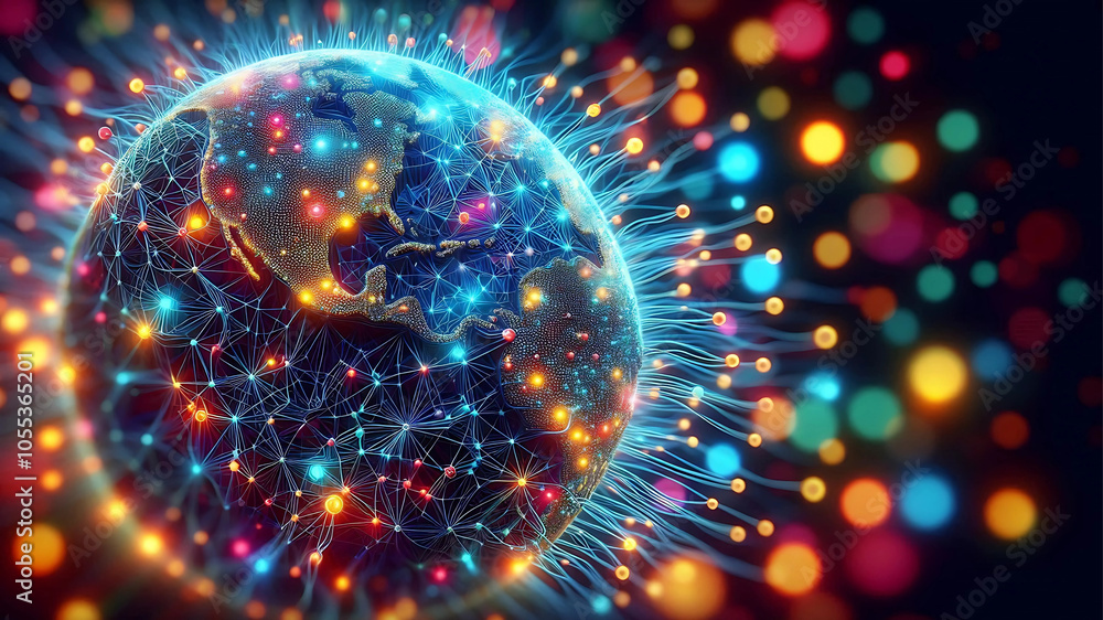 Obraz premium Intricately detailed 3D close-up of a neural network.