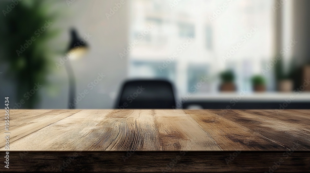 Blurred executive office desk in professional setting ideal virtual background for online meetings, educational sessions, and business video conferences