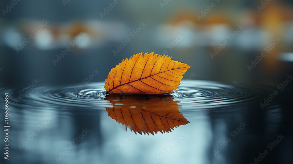 Autumn leaf in water close-up Autumn leaf in water close-up