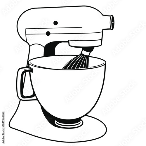 a black and white illustration of a kitchenaid mixer