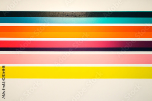 minimalist color stripes horizontally aligned on white background with vibrant hues of teal orange pink and yellow 