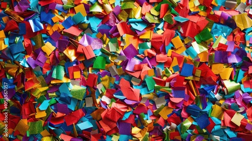 A large pile of colorful paper confetti