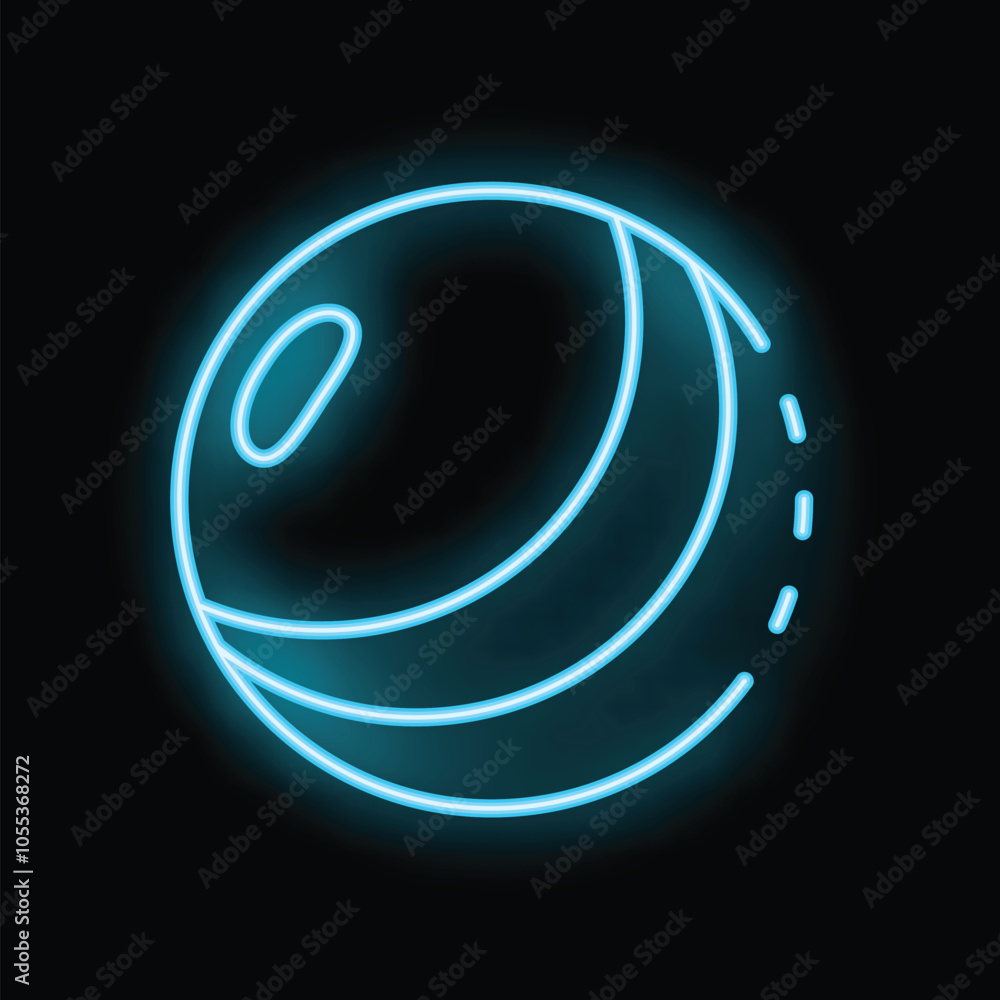 Blue neon sign of a basketball moving forward, isolated on a black background Blue neon sign of a basketball moving forward, isolated on a black background