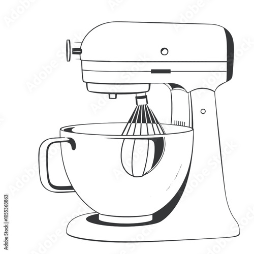 a black and white illustration of a kitchenaid mixer