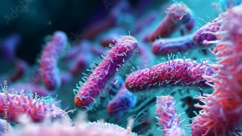 E Coli cells or Microscopic Bacteria floating under microscope