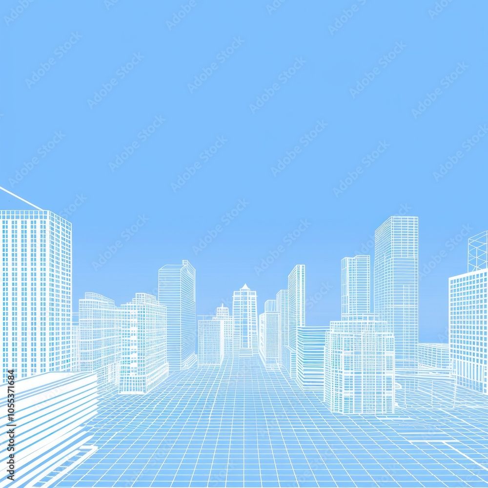 Fototapeta premium Wireframe Cityscape