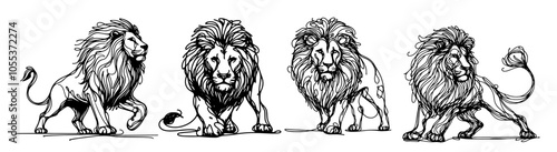 striking silhouette of a running lion, highlighting the raw energy and beauty of this majestic animal black vector