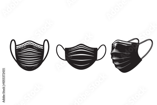 Medical Protective Face Mask Silhouette Illustration