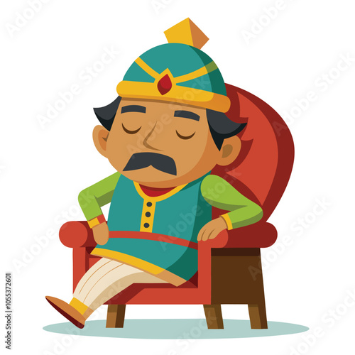 King Sleeping on a Chair - Royal Rest and Relaxation Scene