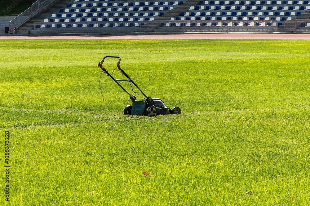 Fototapeta premium Lawn mower. Equipment for gardening - horticulture