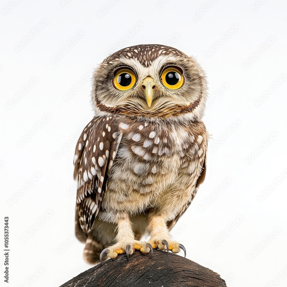 Naklejka premium Curious Burrowing Owl with Big Yellow Eyes.