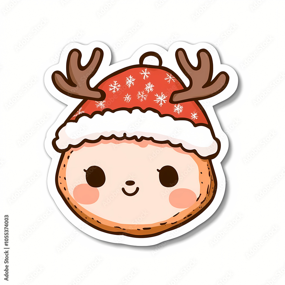 Cute Yuletide Reindeer Sticker in Simple Style Cute Yuletide Reindeer Sticker in Simple Style