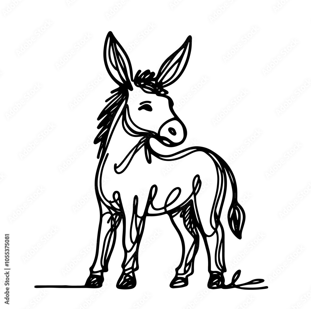 minimalist illustration of a donkey in abstract lines, black vector minimalist illustration of a donkey in abstract lines, black vector