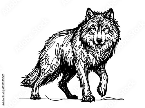 wolf silhouette set in motion, expressive black vector illustration