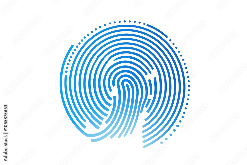 Abstract blue fingerprint silhouette on a transparent background, symbolizing identity, security, and biometric technology innovation. Abstract blue fingerprint silhouette on a transparent background, symbolizing identity, security, and biometric technology innovation.