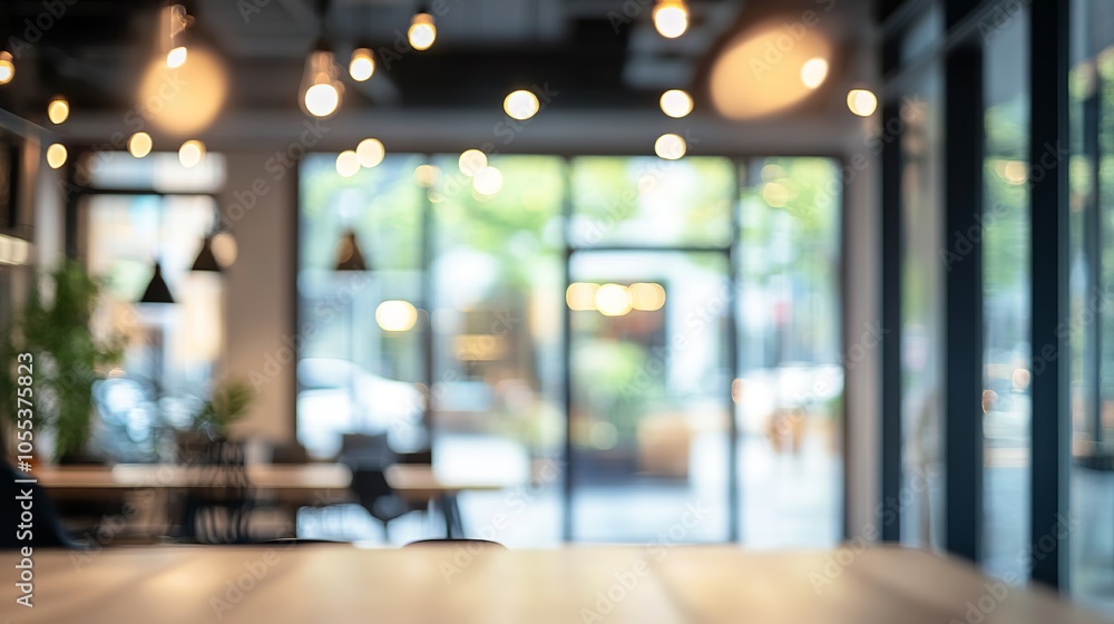 Blurred background of modern open-plan office interior representing contemporary business environment, innovation, and professional workplace concept Blurred background of modern open-plan office interior representing contemporary business environment, innovation, and professional workplace concept