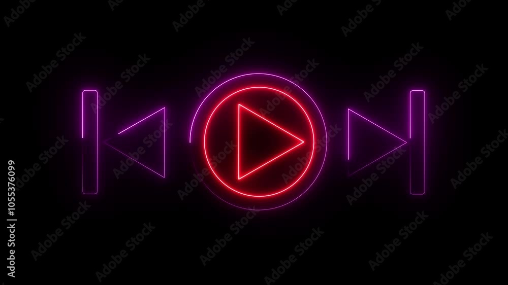 Music timeline or video track player icon in glowing neon line. Music arrow button symbol .Play button icons Round icons on transparent backdrop. Video Audio Player Navigate Symbol. Music timeline or video track player icon in glowing neon line. Music arrow button symbol .Play button icons Round icons on transparent backdrop. Video Audio Player Navigate Symbol.