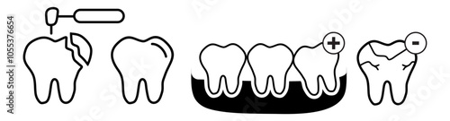 Dental web line icon. Linear icon collection. Editable stroke. Vector illustration..
