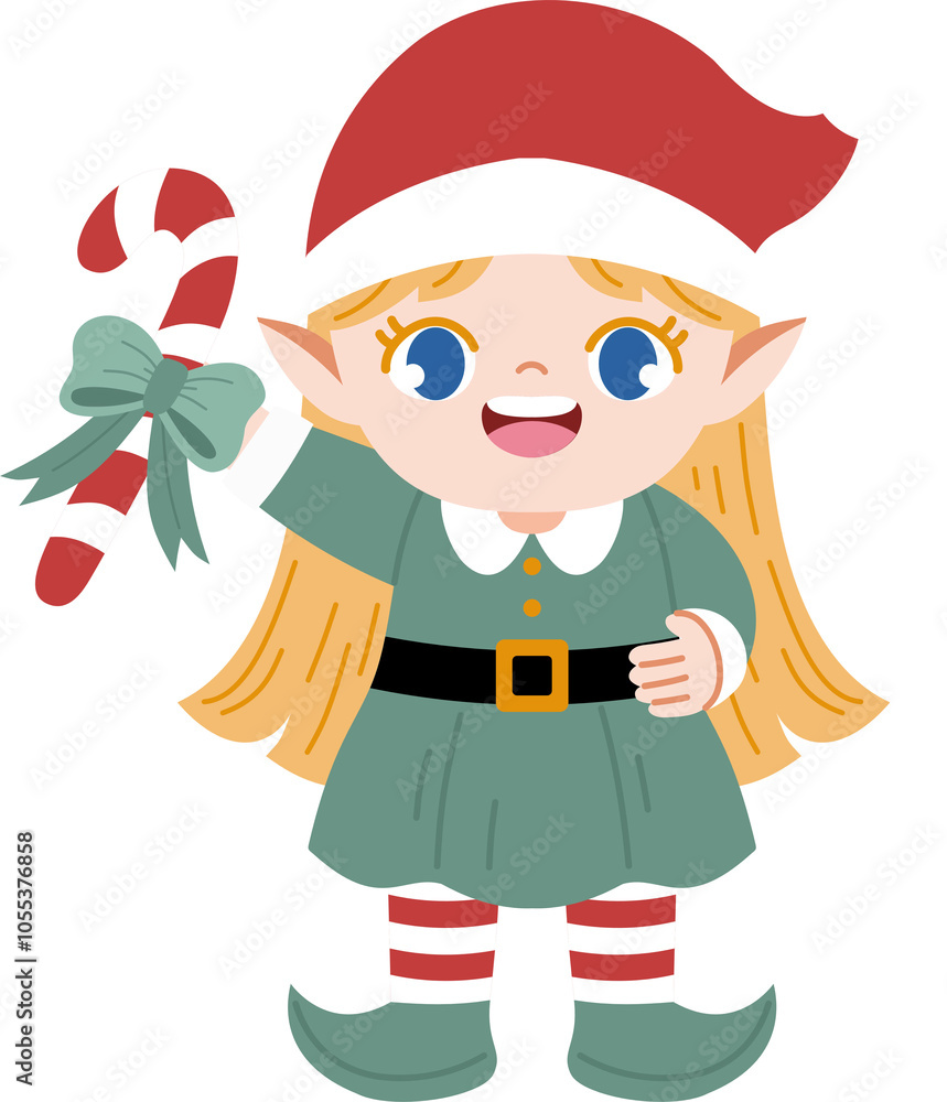 Cute Elf Cartoon Character Celebrating Christmas Cute Elf Cartoon Character Celebrating Christmas