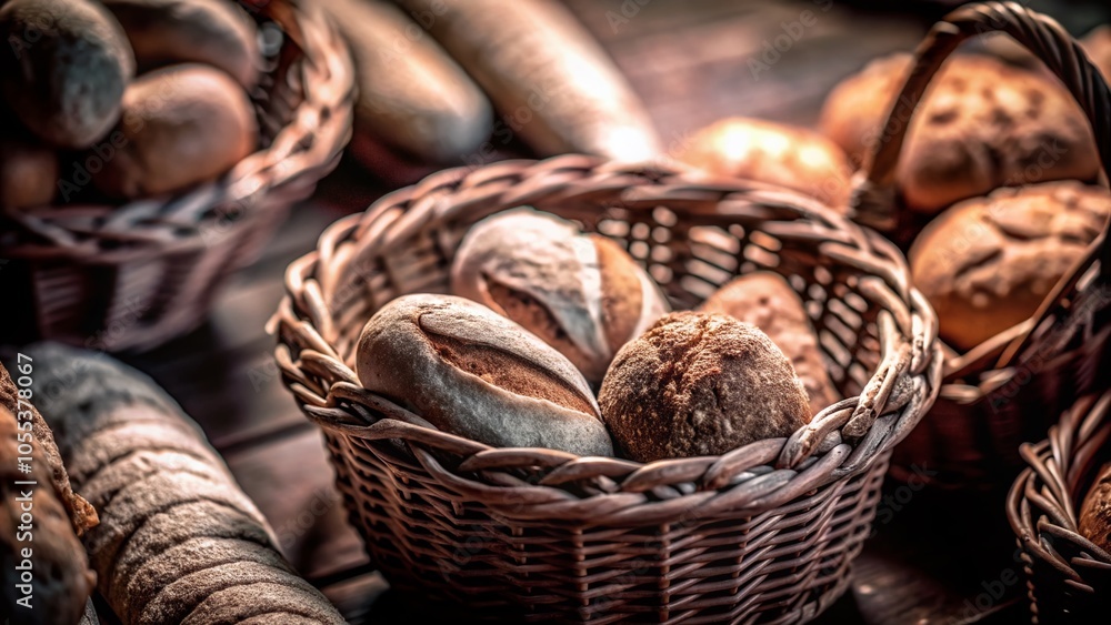 Artisan Bread Loaves and Rolls in Tilt-Shift Photography for Culinary Art Artisan Bread Loaves and Rolls in Tilt-Shift Photography for Culinary Art