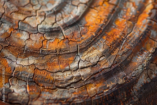 A detailed shot of the texture and pattern on a piece of wood