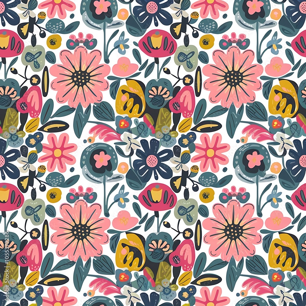 Modern floral with flowers print. Seamless pattern. Hand drawn style. Modern floral with flowers print. Seamless pattern. Hand drawn style.