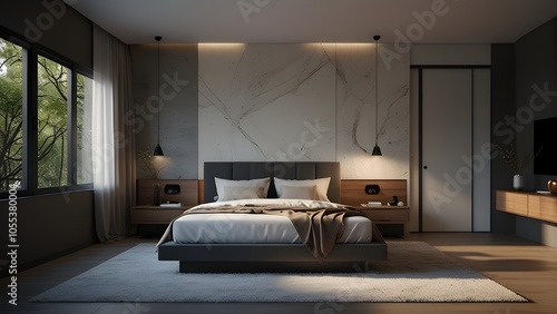 Wallpaper Mural room with bed Torontodigital.ca