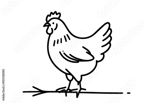 Simple chicken sketch in minimalist style – farm animal black vector